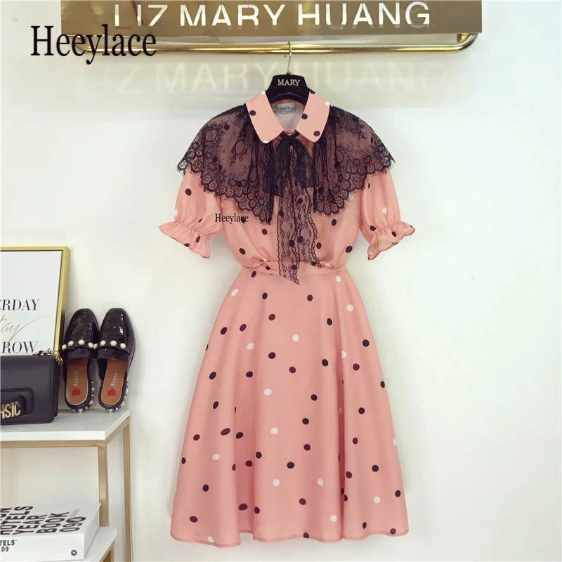 Sweet Women Summer 2019 New Fashion Pink Polka Dot Lace Shawl Bow Chiffon Blouse Shirt Skirt Suit + High Waist Knee Skirts Set
Sweet Women Summer 2019 New Fashion Pink Polka Dot Lace Shawl Bow Chiffon Blouse Shirt Skirt Suit + High Waist Knee Skirts Set