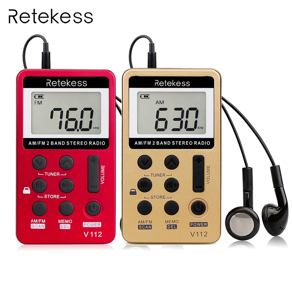 RETEKESS V112 FM AM 2 Band Radio Mini Receiver Portable Digital Tuning Radio Receiver With Rechargeable Battery & Earphone
RETEKESS V112 FM AM 2 Band Radio Mini Receiver Portable Digital Tuning Radio Receiver With Rechargeable Battery & Earphone