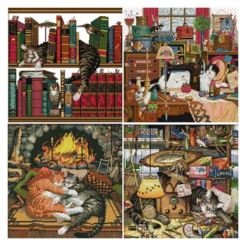 HUACAN Embroidery Cross Stitch Cat Kits White Canvas Home Decoration Animal Needlework Sets 11CT 14CT DIY Gift 
HUACAN Embroidery Cross Stitch Cat Kits White Canvas Home Decoration Animal Needlework Sets 11CT 14CT DIY Gift