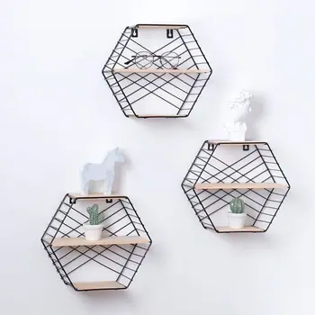 Wall Mounted Floating Shelf Modern Simple Geometry Wood Metal Wire Hexagon Plant Flower Storage Shelves Display Perfect Decor
Wall Mounted Floating Shelf Modern Simple Geometry Wood Metal Wire Hexagon Plant Flower Storage Shelves Display Perfect Decor