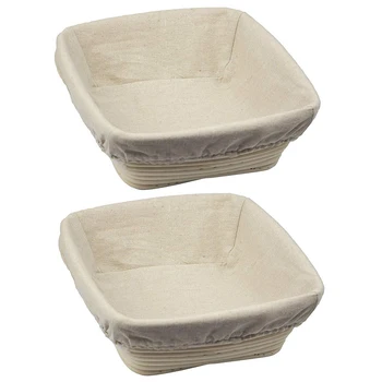 2 Pcs 10-Inch Square Bread Proofing Basket, Natural Rattan Handmade Bread Fermentation Storage Basket with Padding
2 Pcs 10-Inch Square Bread Proofing Basket, Natural Rattan Handmade Bread Fermentation Storage Basket with Padding