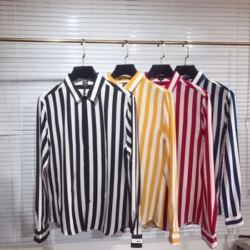 Men's casual Shirt Long Sleeve Camisa Blouse Harajukushirt men striped Masculina Chemise Homme male Streetwear Tops 
Men's casual Shirt Long Sleeve Camisa Blouse Harajukushirt men striped Masculina Chemise Homme male Streetwear Tops