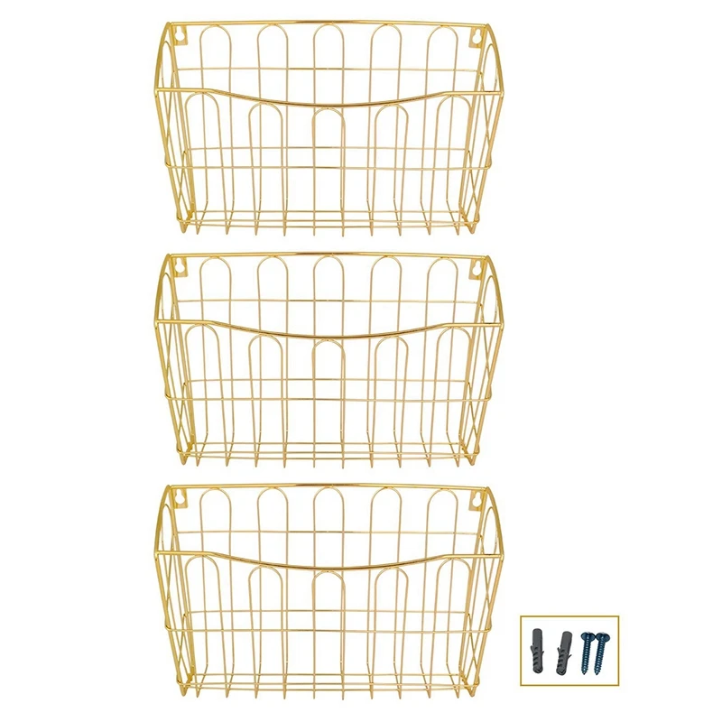 Hanging File Organizer, 3 Pocket Wall Mount Document Letter Tray File Organizer, Gold
Hanging File Organizer, 3 Pocket Wall Mount Document Letter Tray File Organizer, Gold