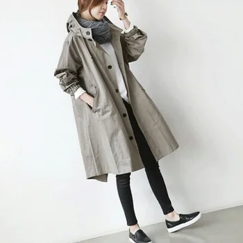 Womens Hooded Loose Oversized Trench Coat Long Sleeve Parka Jacket Casual 
Womens Hooded Loose Oversized Trench Coat Long Sleeve Parka Jacket Casual