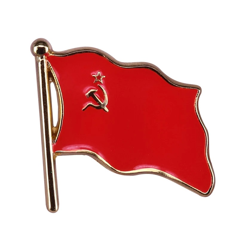 Фото Значок с эмалью красный флаг CCCP серп молот звезда русский значок | Украшения и