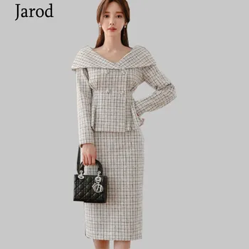 high quality 2 pieces set New fashion temperament vintage Plaid double-breasted slim slash neck coat+OL pencil Skirts women set
high quality 2 pieces set New fashion temperament vintage Plaid double-breasted slim slash neck coat+OL pencil Skirts women set