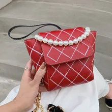 

Quilted Chain Tote Bag Women's Luxury Leather Crossbody Handbags Diamond Lattice Pearl Shoulder Bag Small Flap Messenger Bag Sac