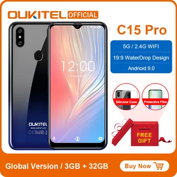 

OUKITEL C15 Pro 6.088"19:9 WaterDrop Android 9.0 Mobile Phone 3GB 32GB MT6761 Quad Core 4G LTE Smartphone 2.4G/5G WiFi Face ID