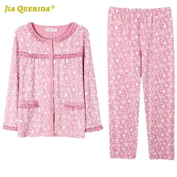 New Long Sleeve Long Pants Plus Size Woman Clothes Sleepwear Pajamas Set 100% Cotton Front Pocket Pj Set Homesuit Homeclothes
New Long Sleeve Long Pants Plus Size Woman Clothes Sleepwear Pajamas Set 100% Cotton Front Pocket Pj Set Homesuit Homeclothes