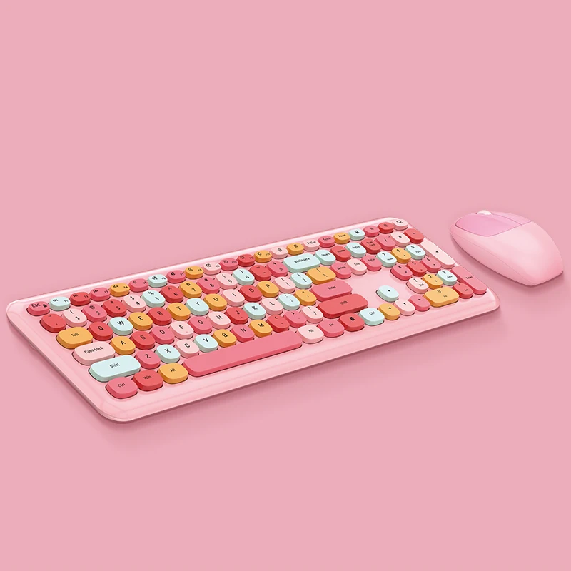 

Беспроводная 2,4 ГГц клавиатура с 110 клавишами и бесшумная Мышь Комбинированный Набор помада смешанные цвета полноразмерная клавиатура для компьютера ноутбука