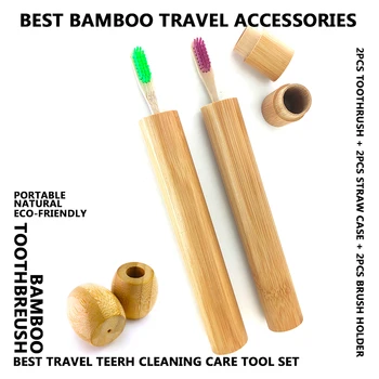 Natural Cylinder Bamboo Toothbrush Portable Travel Set with Degradable Bamboo Tube Bamboo Straw Case and Wood Toothbrush Holder
Natural Cylinder Bamboo Toothbrush Portable Travel Set with Degradable Bamboo Tube Bamboo Straw Case and Wood Toothbrush Holder