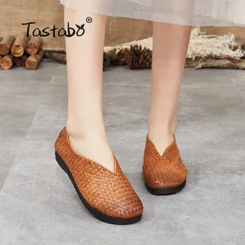 Tastabo Genuine Leather Handmade Women Shoes Multi-color selection Retro style Woven upper 6709 soft-soled Mom shoes Flat shoes
Tastabo Genuine Leather Handmade Women Shoes Multi-color selection Retro style Woven upper 6709 soft-soled Mom shoes Flat shoes