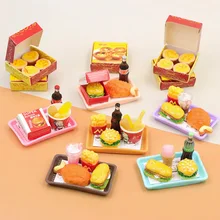 

Barbies Doll Simulation Hamburger French Fries Egg Tart Family Barrel Package 11.5Inch Doll Daily Snack Drink Toys Accessories
