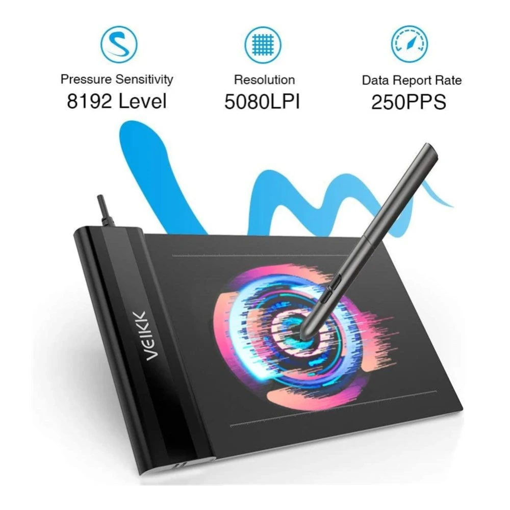 Drawing Tablet VEIKK S640 Graphic Drawing Tablet Ultra-Thin 6x4 Inch Pen Tablet with 8192 Levels Battery-Free Passive Pen
Drawing Tablet VEIKK S640 Graphic Drawing Tablet Ultra-Thin 6x4 Inch Pen Tablet with 8192 Levels Battery-Free Passive Pen