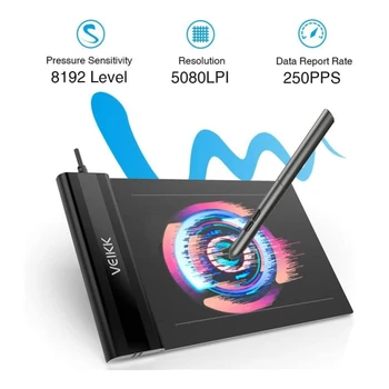 Drawing Tablet VEIKK S640 Graphic Drawing Tablet Ultra-Thin 6x4 Inch Pen Tablet with 8192 Levels Battery-Free Passive Pen
Drawing Tablet VEIKK S640 Graphic Drawing Tablet Ultra-Thin 6x4 Inch Pen Tablet with 8192 Levels Battery-Free Passive Pen
