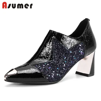 ASUMER 2020 new arrival women pumps genuine leather sequined pointed toe single shoes zip square high heel ladies party shoes
ASUMER 2020 new arrival women pumps genuine leather sequined pointed toe single shoes zip square high heel ladies party shoes