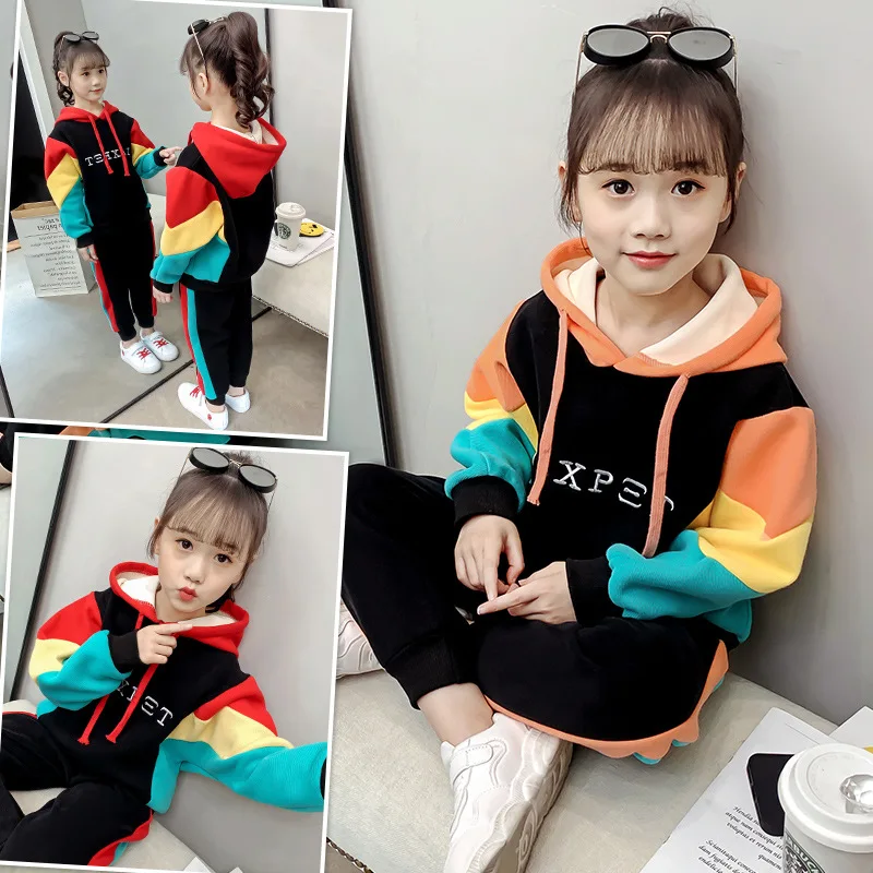 

Girls Fashion Hoodies Pants 2pcs Clothing Sets Spring Autumn Children Sport Sweater Clothes Set Teen Kids Tracksuits 3-13T