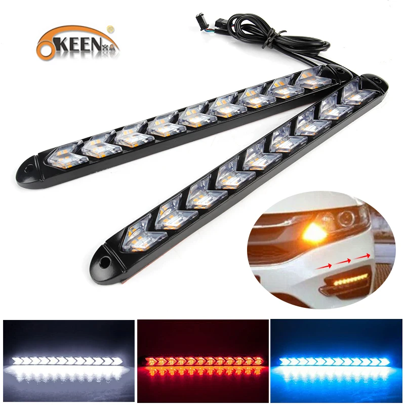 OKEEN 2pcs Car LED DRL Daytime Running Light Car Styling Dynamic Streamer Flow Amber Turn Signal Warning Steering Fog Day Lamp
OKEEN 2pcs Car LED DRL Daytime Running Light Car Styling Dynamic Streamer Flow Amber Turn Signal Warning Steering Fog Day Lamp
