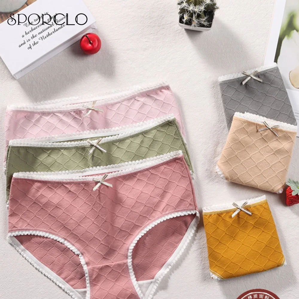 SPORCLO 1 PC Cute Bowknot Cotton Underwear For Women M-XL Lace Bow Panties Soft Mid Waist Briefs 6 Solid Color Female Lingeries
SPORCLO 1 PC Cute Bowknot Cotton Underwear For Women M-XL Lace Bow Panties Soft Mid Waist Briefs 6 Solid Color Female Lingeries