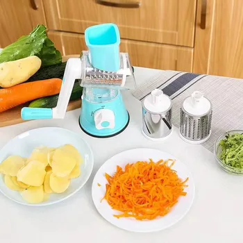 

3 in 1 Vegetable Mandoline Slicer Multipurpose Fruit Vegetable Cutter Potato Cheese Shredder Rotary Drum Grater Chopper