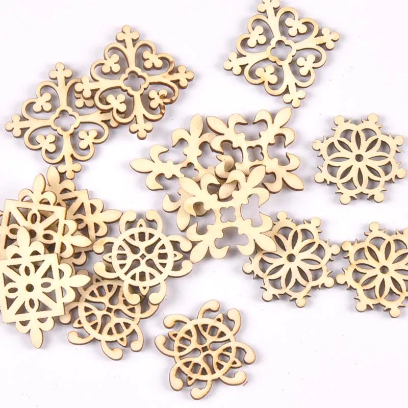 Description Picture 2 of item20Pcs 29mm Natural Wood Crafts DIY Scrapbooking Handmade Accessory Flower Lace Pattern Wooden Ornaments Home Decor Arts m2208