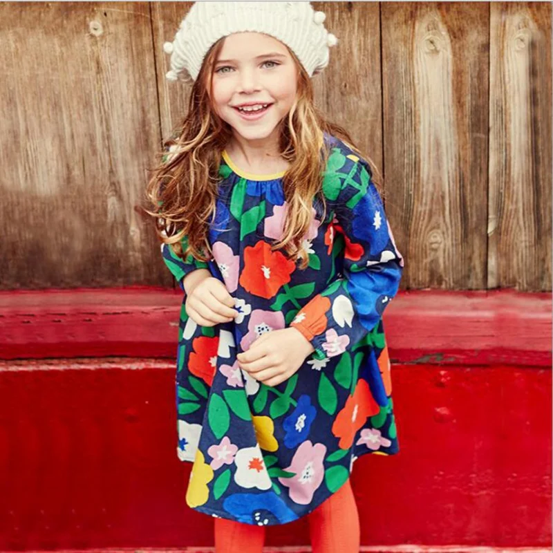 

2-7T Fashion Cloud Pattern Dress Baby Girls Dress Long Sleeve Kids Pageant Pocket Design Princess Lovely Baby Girl Clothes