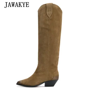 Hot sale Old Effect Suede Long Boots Women High Quality Pointy Chunky Heels Winter Shoes Slip On Classic Chelsea Boots for Woman
Hot sale Old Effect Suede Long Boots Women High Quality Pointy Chunky Heels Winter Shoes Slip On Classic Chelsea Boots for Woman