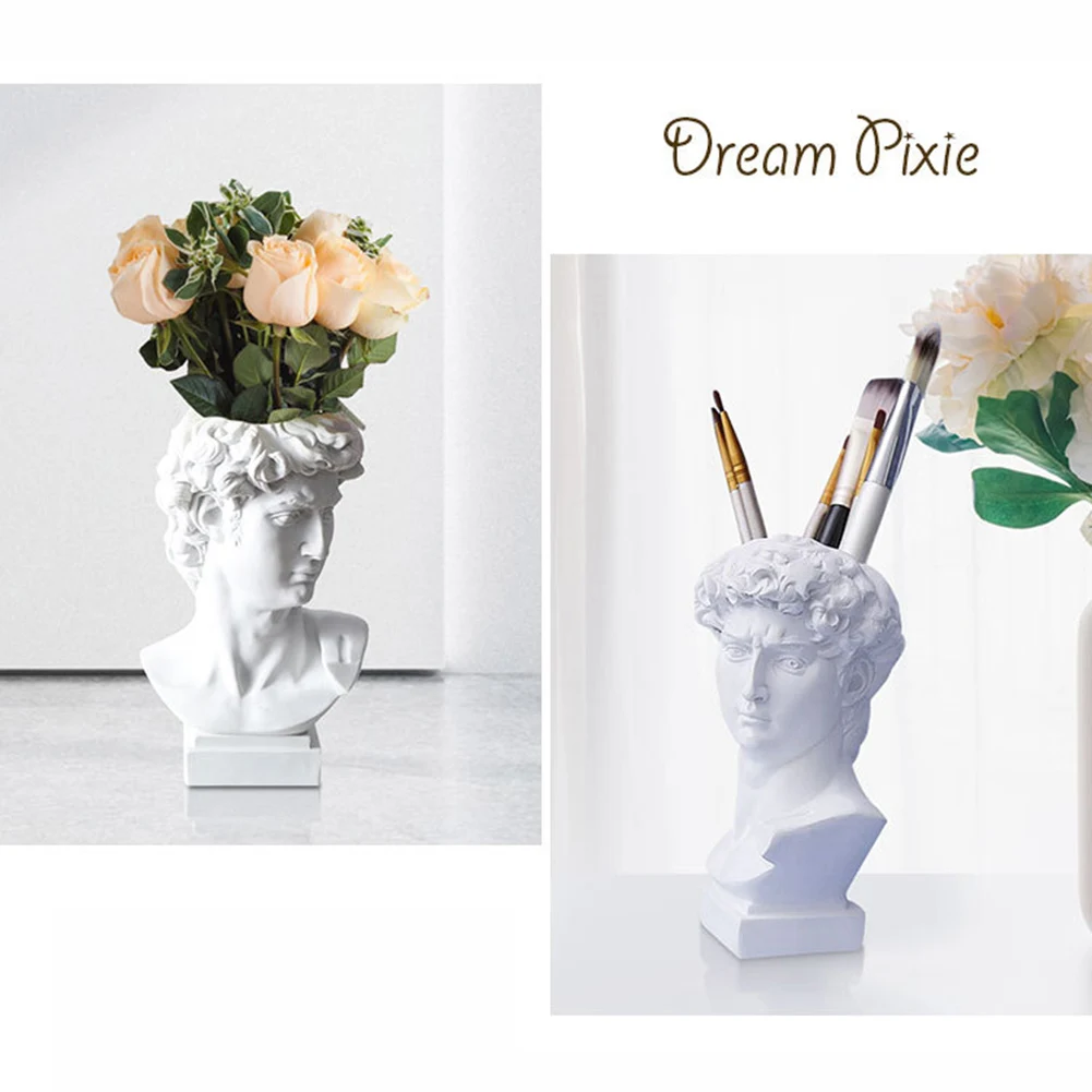Creative Pen Holder Resin David Sculpture Portrait Statue Makeup Brush Storage Box Flowerpot Vase Art Craft Garden Decor Creative Pen Holder Resin David Sculpture Portrait Statue Makeup Brush Storage Box Flowerpot Vase Art Craft Garden Decor