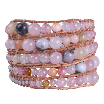 KELITCH Women Leather Bracelet Pink Quartz Stones Bohemian Leather Wrap Bracelet Beaded Weaving Cord Bracelet Bangles Adjustable
KELITCH Women Leather Bracelet Pink Quartz Stones Bohemian Leather Wrap Bracelet Beaded Weaving Cord Bracelet Bangles Adjustable
