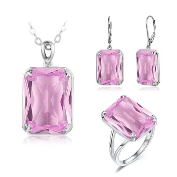 Real Jewelry Sets Silver 925 Womens 925 Sterling Silver Necklace Set Pendant Earrings Ring Pink Crytals Gemstones Fine Jewelry
Real Jewelry Sets Silver 925 Womens 925 Sterling Silver Necklace Set Pendant Earrings Ring Pink Crytals Gemstones Fine Jewelry