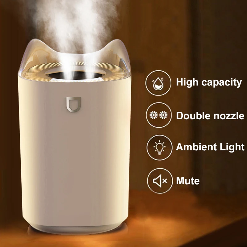 Home Air Humidifier 3000ML Double Nozzle Cool Mist Aroma Diffuser With Colorful LED light Heavy fog Ultrasonic USB Humidifier
Home Air Humidifier 3000ML Double Nozzle Cool Mist Aroma Diffuser With Colorful LED light Heavy fog Ultrasonic USB Humidifier