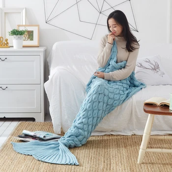 Creative Knitted Mermaid Tail Blanket Fashion Fish Scales Crochet Handmade Sleeping Bag for Kids Adult Birthday Christmas Gift
Creative Knitted Mermaid Tail Blanket Fashion Fish Scales Crochet Handmade Sleeping Bag for Kids Adult Birthday Christmas Gift