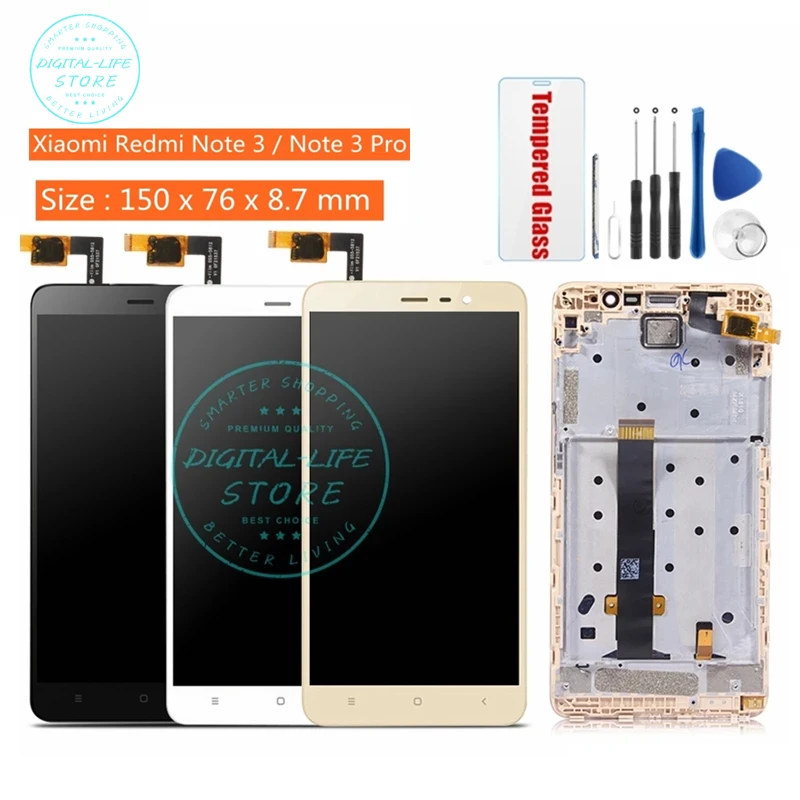 ЖК дисплей Redmi Note 3 Pro с сенсорным экраном и рамкой дигитайзера в сборе запасные