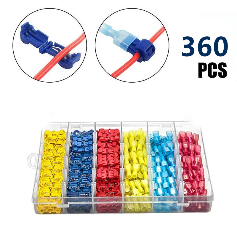 360Pcs T-Tap Wire Connectors, T Tap Electrical Connectors, Quick Wire Splice Taps and Insulated Male Quick Disconnect Terminals
360Pcs T-Tap Wire Connectors, T Tap Electrical Connectors, Quick Wire Splice Taps and Insulated Male Quick Disconnect Terminals