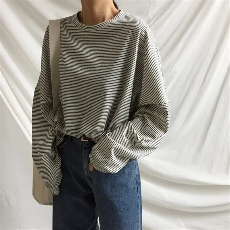 HziriP Autumn Casual Cotton Loose Striped Fresh Women Basic New Chic Fresh Tee Female O-Neck Pullovers Full Sleeves T-shirts
HziriP Autumn Casual Cotton Loose Striped Fresh Women Basic New Chic Fresh Tee Female O-Neck Pullovers Full Sleeves T-shirts