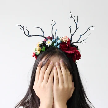 Fashion Design Flower Crown Flower Crown Women Elastic Headband Flower Branch Antlers Crown Hair hoop for UNISEX Wine Red
Fashion Design Flower Crown Flower Crown Women Elastic Headband Flower Branch Antlers Crown Hair hoop for UNISEX Wine Red