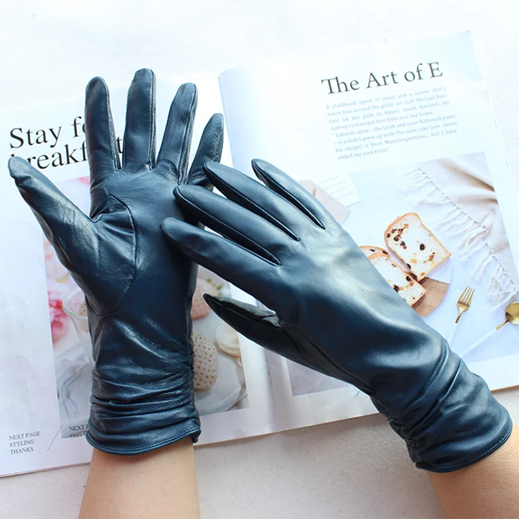 Waliicorners Women's Leather Gloves Classic Elastic Style Velvet Lining Winter Keep Warm Outdoor Driving Fashion Gloves 47 Hfc8dfb89545e4fdbbc2b1d97e3a52022X