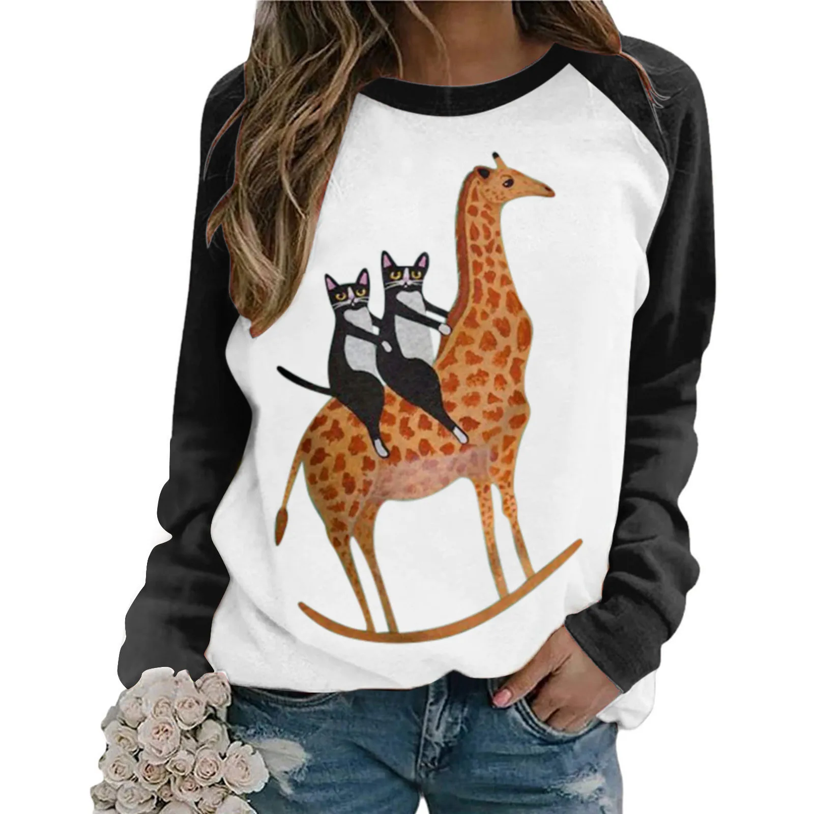Autumn and winter ladies casual polyester funny cat print fashion raglan long-sleeved shirt top F04*
Autumn and winter ladies casual polyester funny cat print fashion raglan long-sleeved shirt top F04*