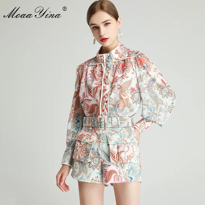 MoaaYina Fashion Designer Set Spring Women's Stand collar lantern Sleeve Tops+belt Shorts Floral-Print Indie Folk Two-piece sets
MoaaYina Fashion Designer Set Spring Women's Stand collar lantern Sleeve Tops+belt Shorts Floral-Print Indie Folk Two-piece sets