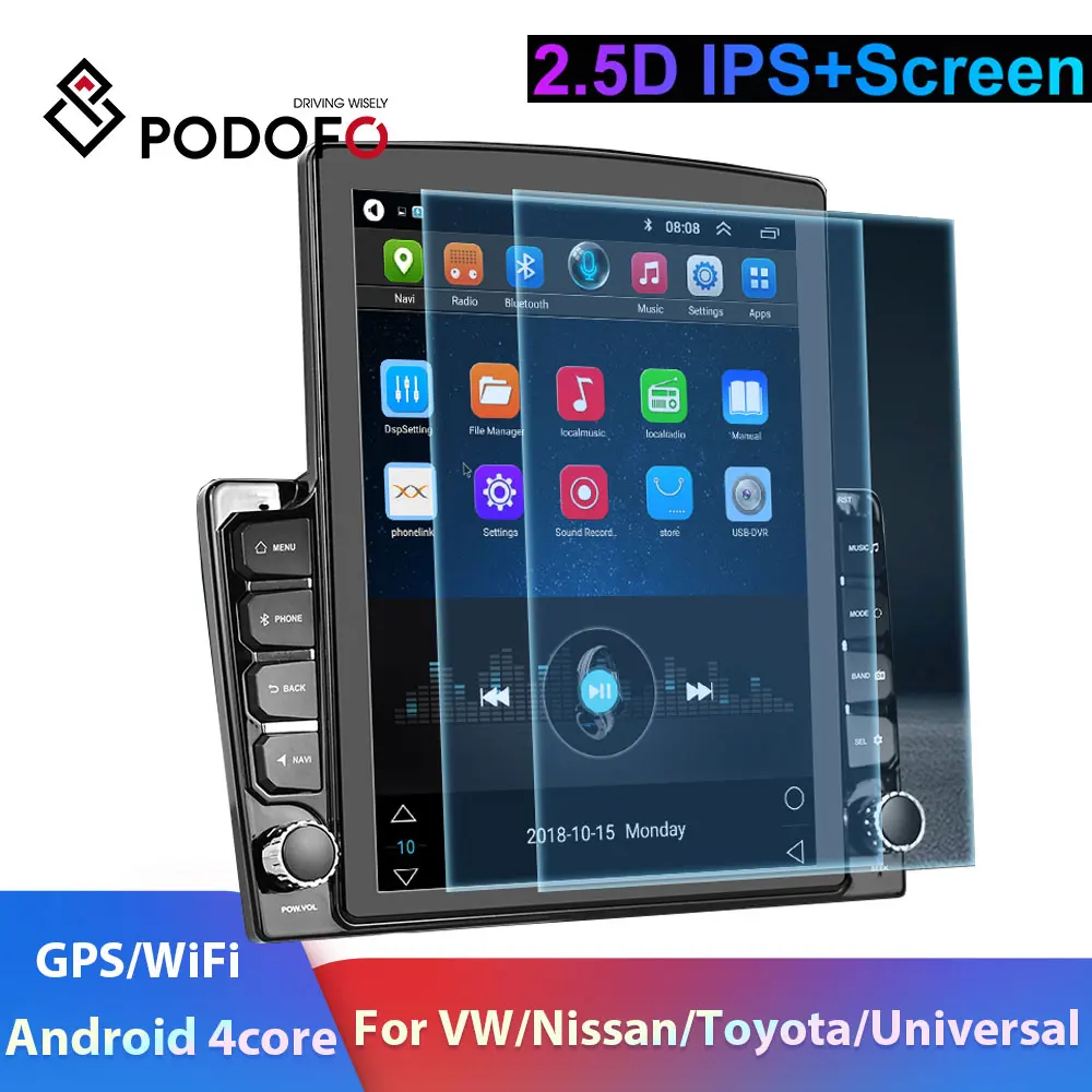 Автомагнитола Podofo мультимедийный плеер на Android с экраном 10 1 " GPS Навигатором для