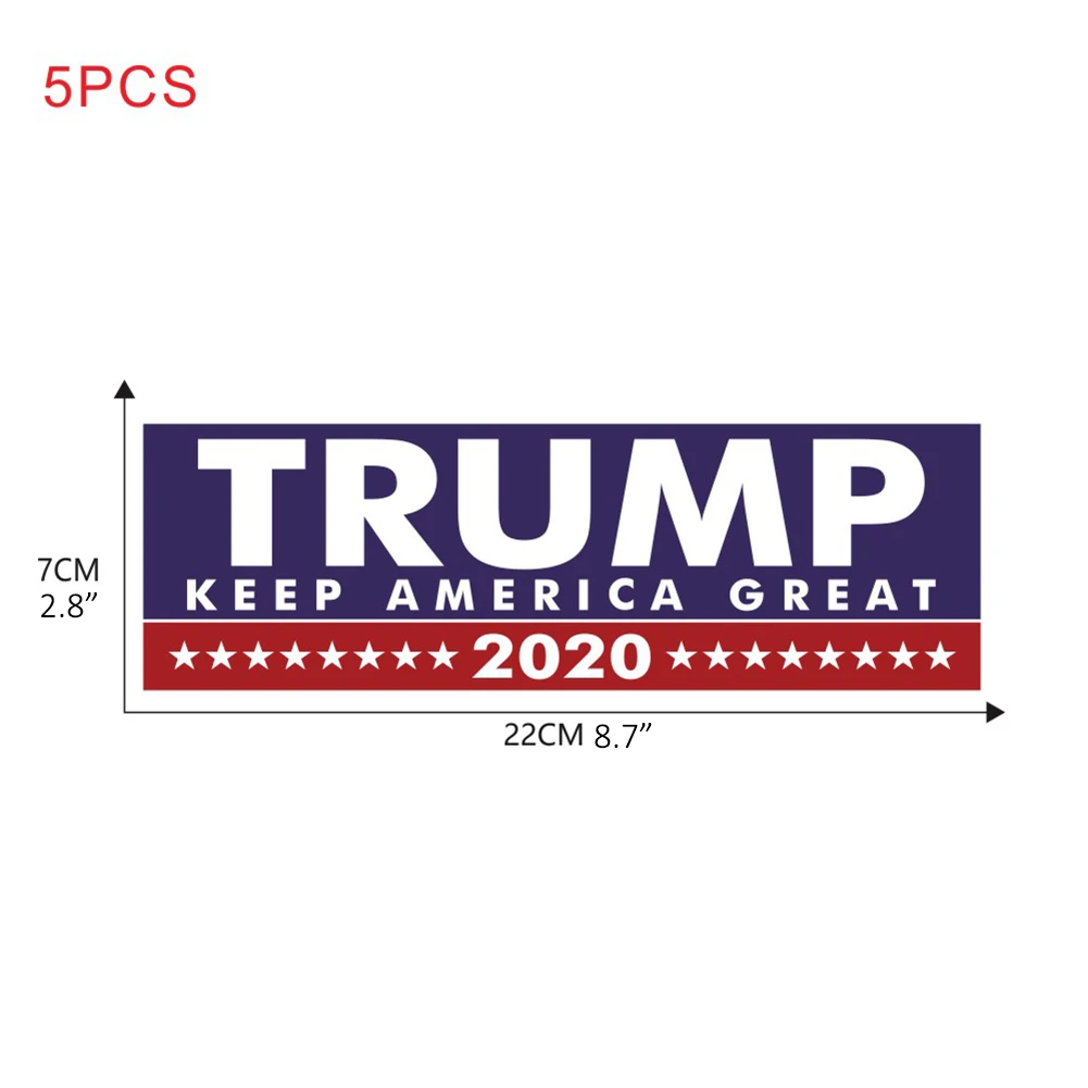 5pcs President Donald Trump Keep America Great 2020 Election Patriotic Bumper Sticker Decal 9x3 Inch Car Auto Decal(Blue)
5pcs President Donald Trump Keep America Great 2020 Election Patriotic Bumper Sticker Decal 9x3 Inch Car Auto Decal(Blue)