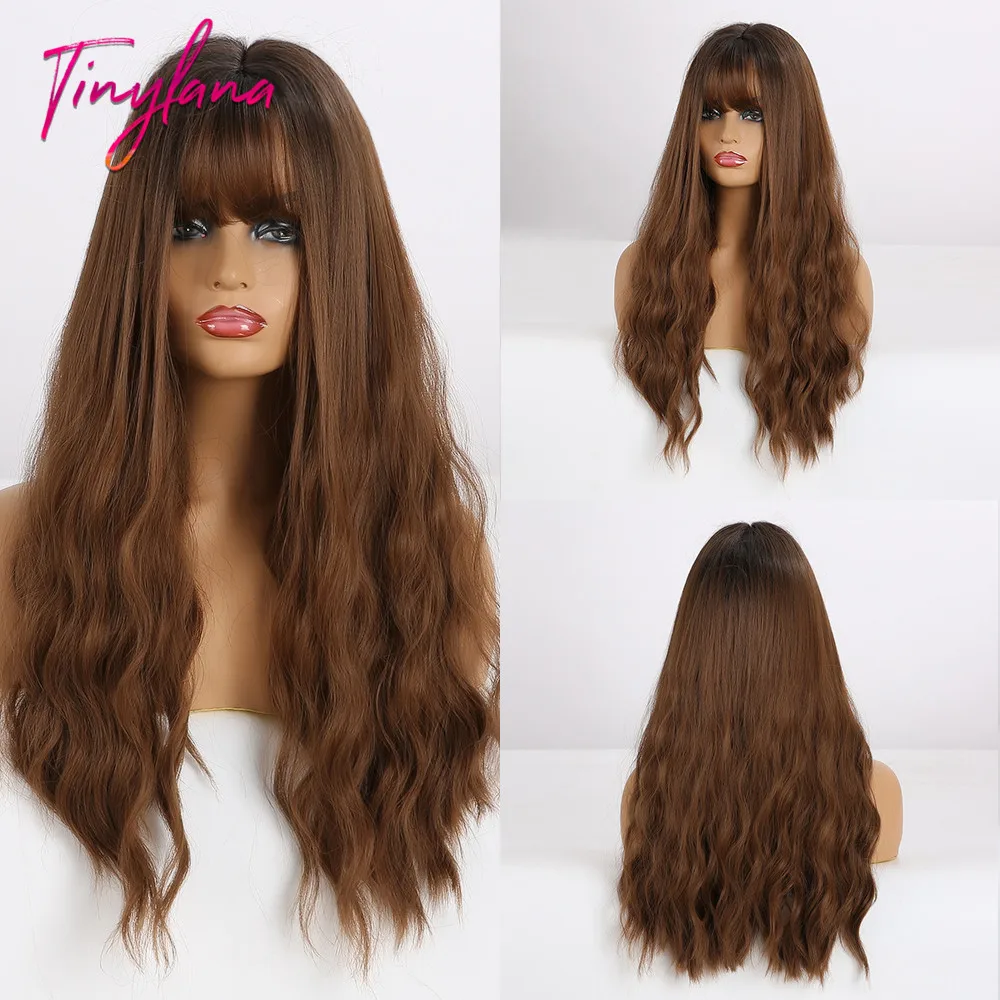 TINY LNAN Long Curly Mixed Brown Synthetic Wigs With Bangs Heat Resistant Middle Part For Black Women Cosplay Natural Hair Wigs
TINY LNAN Long Curly Mixed Brown Synthetic Wigs With Bangs Heat Resistant Middle Part For Black Women Cosplay Natural Hair Wigs
