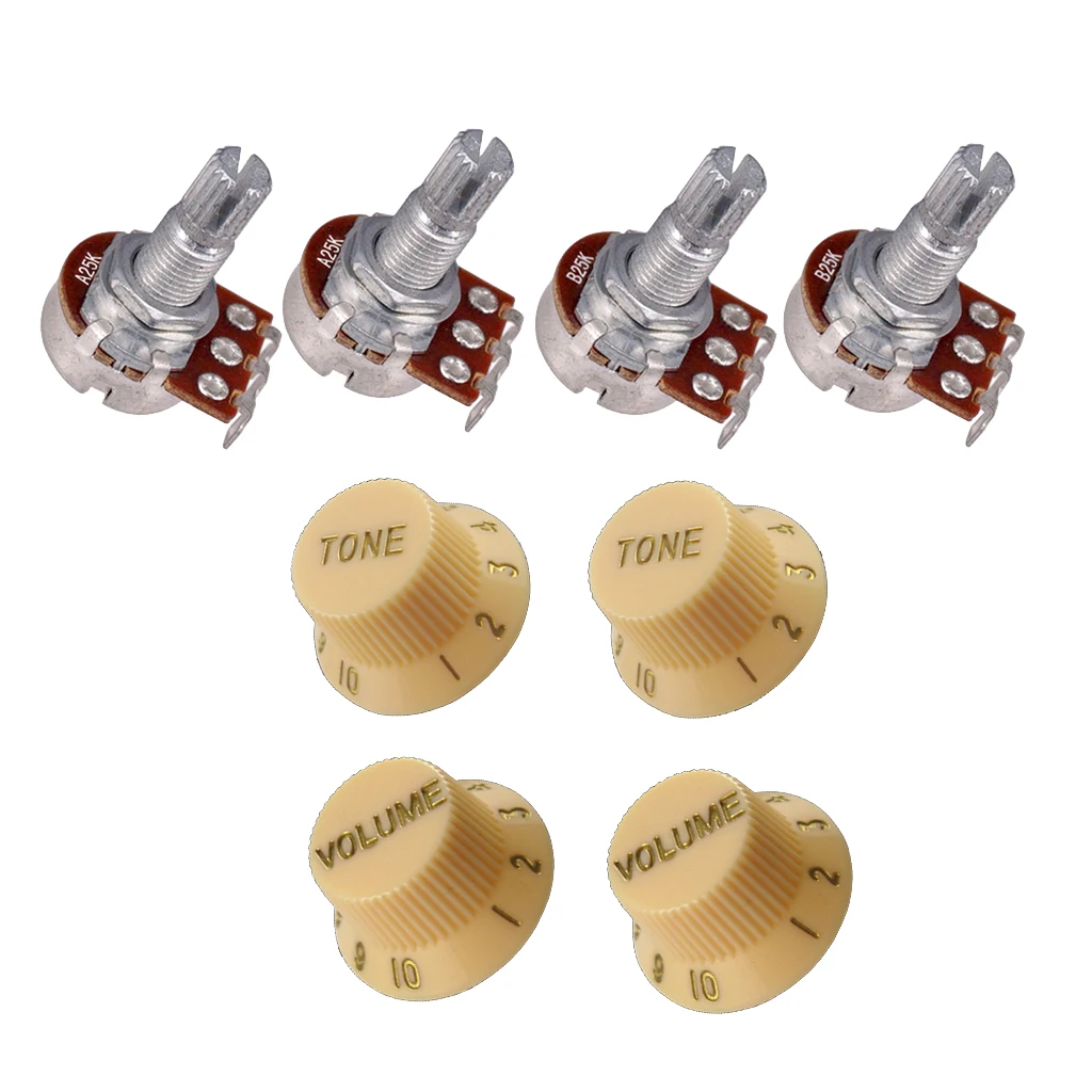 Bass Guitar Potentiometer 25K 18mm Volume Tone Control Knob Accessories Set Bass Guitar Potentiometer 25K 18mm Volume Tone Control Knob Accessories Set