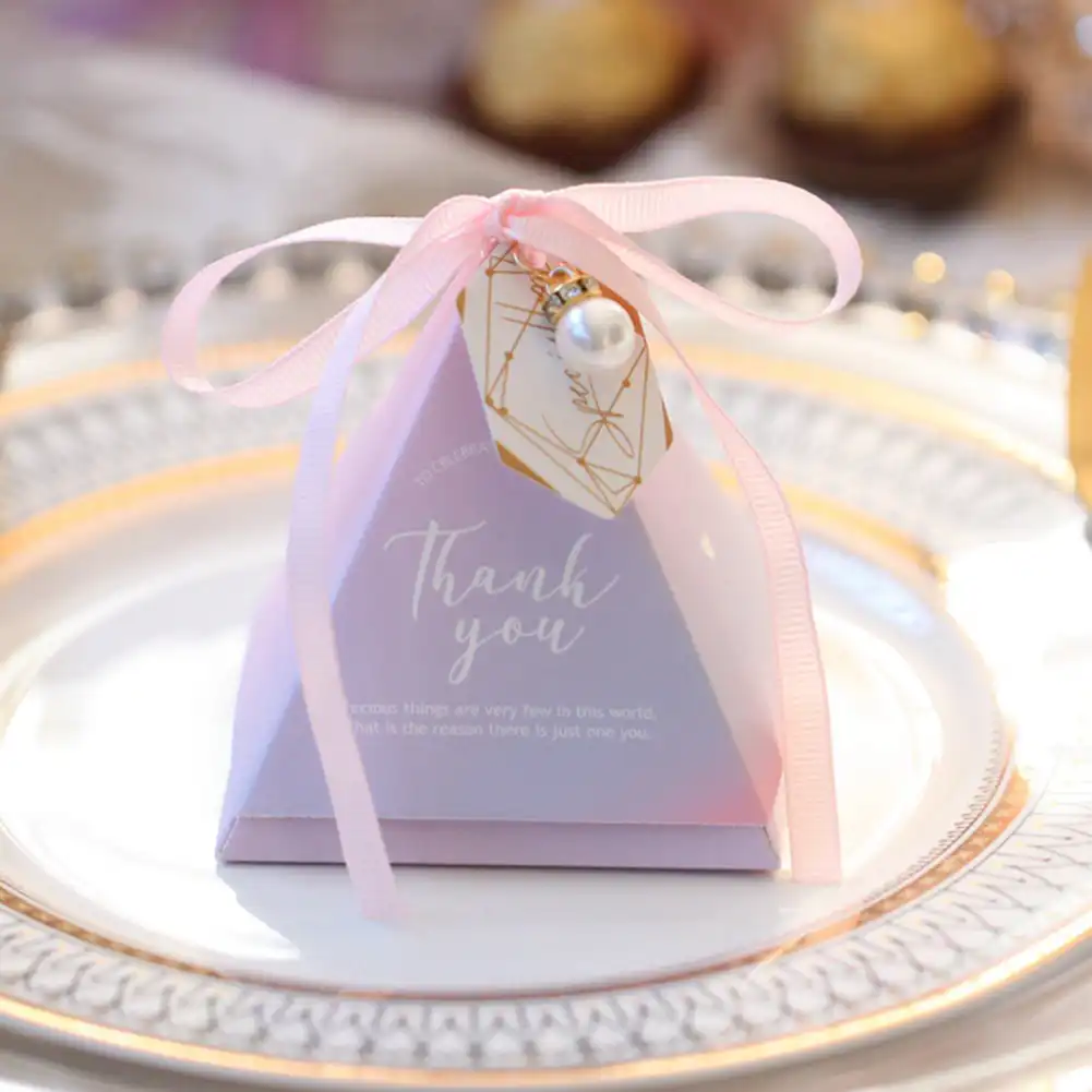 triangle pyramid baby shower wedding party favors candy gift box