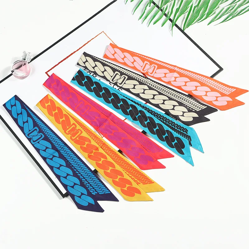 Chain Printing Neckerchief Imitation Silk Ribbon Digital Printing All-match Small Silk Scarf Korean Decorative Diagonal Scarf
Chain Printing Neckerchief Imitation Silk Ribbon Digital Printing All-match Small Silk Scarf Korean Decorative Diagonal Scarf