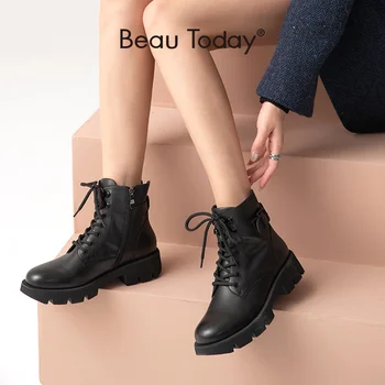 BeauToday Motorcycle Ankle Boots Women Cow Leather Platform Booties Back Zipper Buckle Winter Ladies Shoes Handmade 03494
BeauToday Motorcycle Ankle Boots Women Cow Leather Platform Booties Back Zipper Buckle Winter Ladies Shoes Handmade 03494
