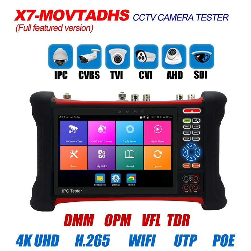 CCTV Tester Monitor X7 H.265 4K 8MP TVI CVI AHD SDI CVBS IP Camera Tester with TDR, Multimeter,Cable Trace US Plug
CCTV Tester Monitor X7 H.265 4K 8MP TVI CVI AHD SDI CVBS IP Camera Tester with TDR, Multimeter,Cable Trace US Plug