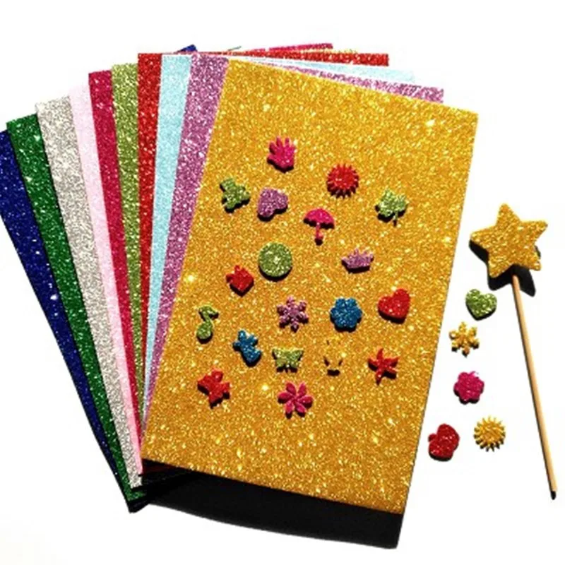 Description Picture 4 of item1 Piece A4 Glitter Sequins Sponge Foam Paper Scrapbook Material DIY Handcrafts Embossed Paper Toys Flowers Decorations Supplies