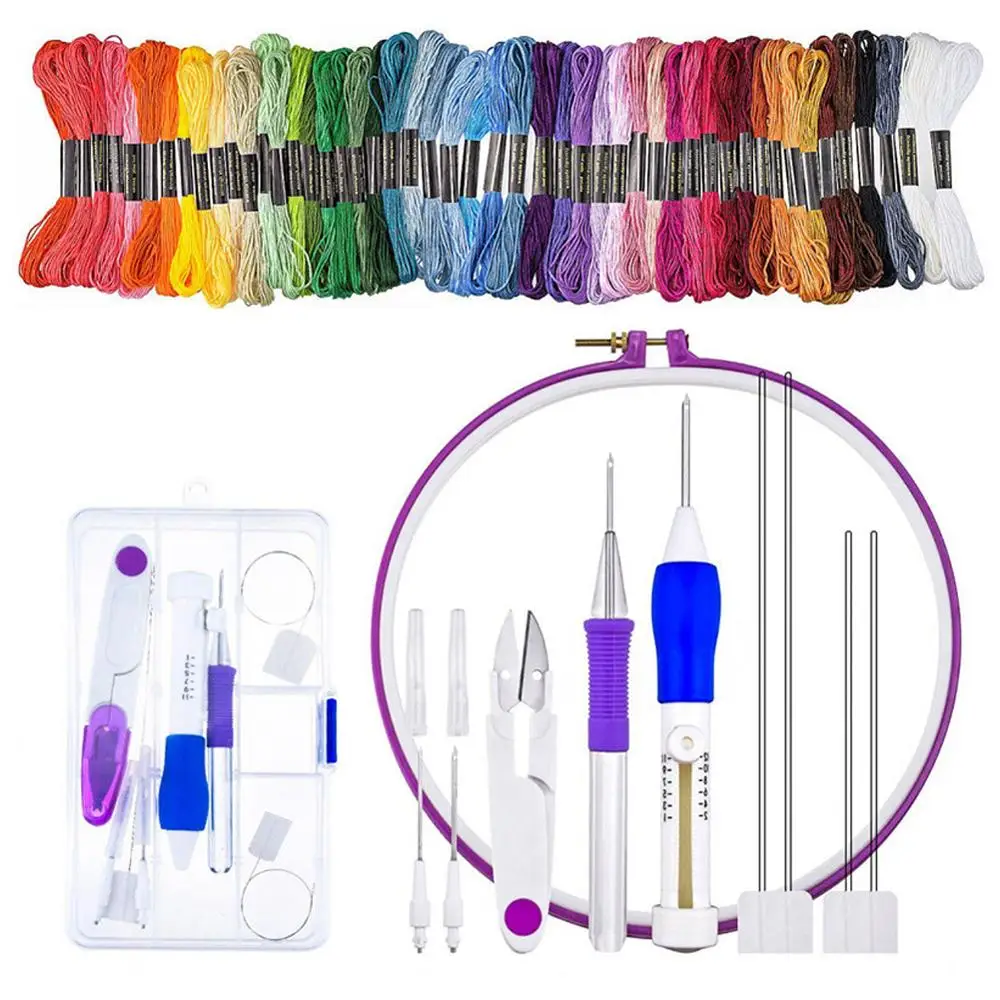 62pcs Embroidery Thread 3 Needles 2 Threaders Craft Tool Punch Needle Set Embroidery Stitching Craft Tool for DIY Sewing
62pcs Embroidery Thread 3 Needles 2 Threaders Craft Tool Punch Needle Set Embroidery Stitching Craft Tool for DIY Sewing