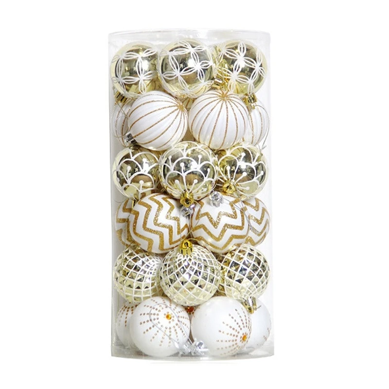 30Pcs Christmas Tree Decor High Qulity White Gold Ball Ornament Bauble Party Hanging Ball for Home Christmas Decorations
30Pcs Christmas Tree Decor High Qulity White Gold Ball Ornament Bauble Party Hanging Ball for Home Christmas Decorations